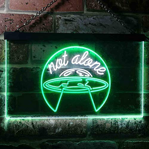Alien UFO Conspiracy Not Alone Dual LED Neon Light Sign